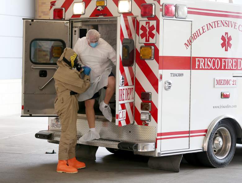 A possible Ebola patient is brought to the Texas Health Presbyterian Hospital on October 8, 2014 in Dallas, Texas. Thomas Eric Duncan, the first confirmed Ebola virus patient in the U.S., died earlier today. (Getty Images)