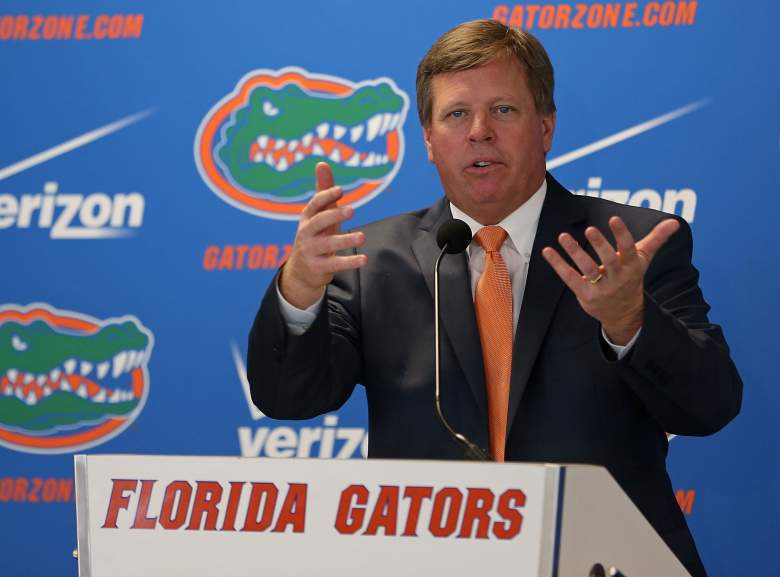 GAINESVILLE, FL - DECEMBER 06: Florida Gators head coach Jim McElwain speaks during an introductory press conference on December 6, 2014 in Gainesville, Florida. McElwain has left Colorado State and replaces ex-Florida coach Will Muschamp who was fired earlier this season. (Photo by Rob Foldy/Getty Images)