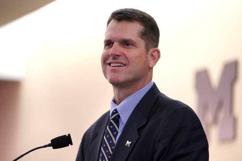 ANN ARBOR, MI - DECEMBER 30: Jim Harbaugh speaks as he is introduced as the new Head Coach of the University of Michigan football team at the Junge Family Champions Center on December 30, 2014 in Ann Arbor, Michigan. (Photo by Gregory Shamus/Getty Images)