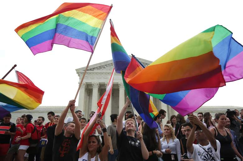 Same-sex marriage supporters rejoice after the U.S Supreme Court hands down a ruling regarding same-sex marriage June 26, 2015 outside the Supreme Court in Washington, DC. The high court ruled that same-sex couples have the right to marry in all 50 states.  (Getty Images)