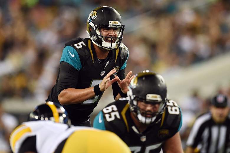JACKSONVILLE, FL - AUGUST 14:  Blake Bortles #5 of the Jacksonville Jaguars calls for the ball during a preseason game against the Pittsburgh Steelers at EverBank Field on August 14, 2015 in Jacksonville, Florida.  (Photo by Stacy Revere/Getty Images)