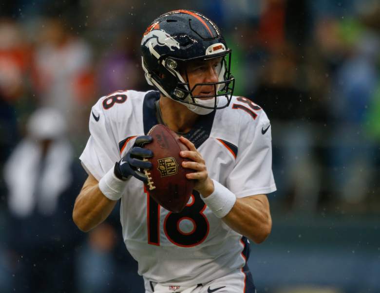 Peyton Manning drops back to pass. (Getty)