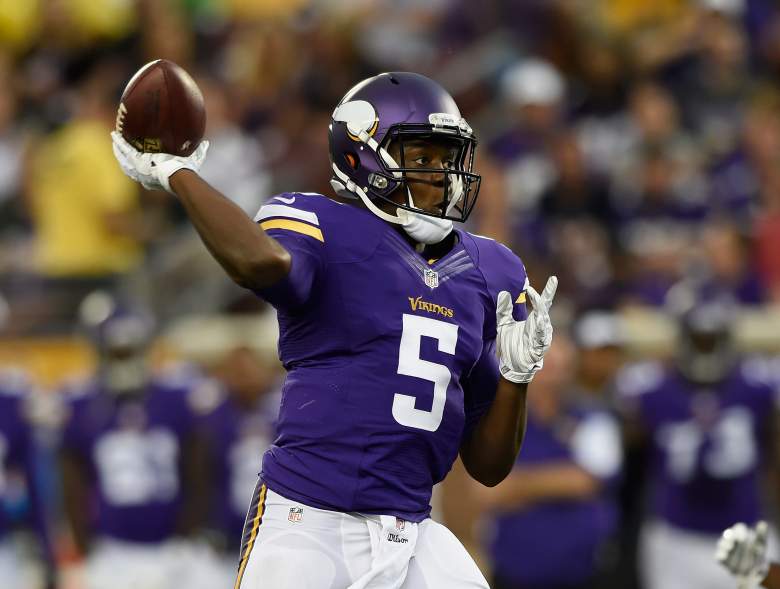 MINNEAPOLIS, MN - AUGUST 22: Teddy Bridgewater #5 of the Minnesota Vikings passes the ball during the first quarter of the preseason game against the Oakland Raiders on August 22, 2015 at TCF Bank Stadium in Minneapolis, Minnesota. (Photo by Hannah Foslien/Getty Images)