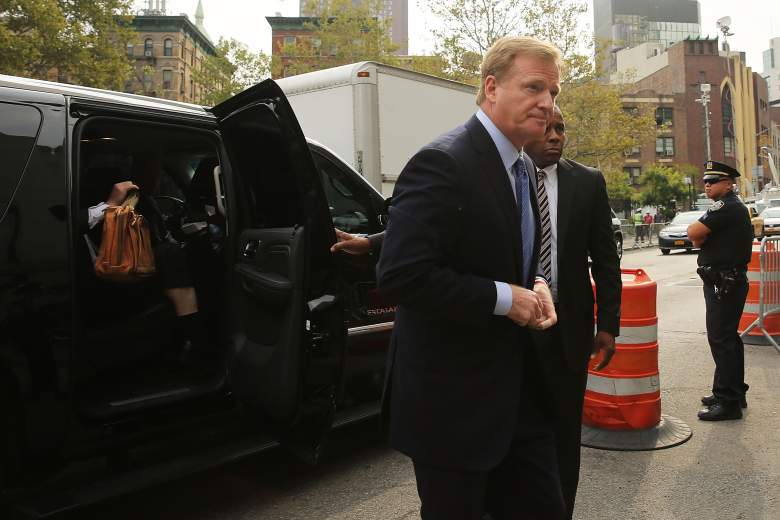 NEW YORK, NY - AUGUST 31: NFL Commissioner Roger Goodell arrives at federal court for a lawsuit over Quarterback Tom Brady of the New England Patriots' four game suspension on August 31, 2015 in New York City. U.S. District Judge Richard Berman has required NFL commissioner Roger Goodell and Brady to be present in court when the NFL and NFL Players Association reconvene their dispute over Brady's four-game Deflategate suspension. (Photo by Spencer Platt/Getty Images)