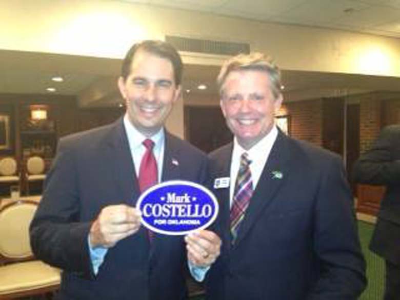 Mark Costello pictured with presidential candidate Scott Walker. (Facebook)
