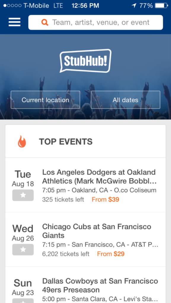 ticket apps, event apps, travel apps
