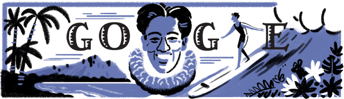 Duke Kahanamoku, Duke Kahanamoku's 125th Birthday, Duke Kahanamoku Google Doodle, Duke Kahanamoku photos, Duke Kahanamoku surfing, Duke Kahanamoku hawaii