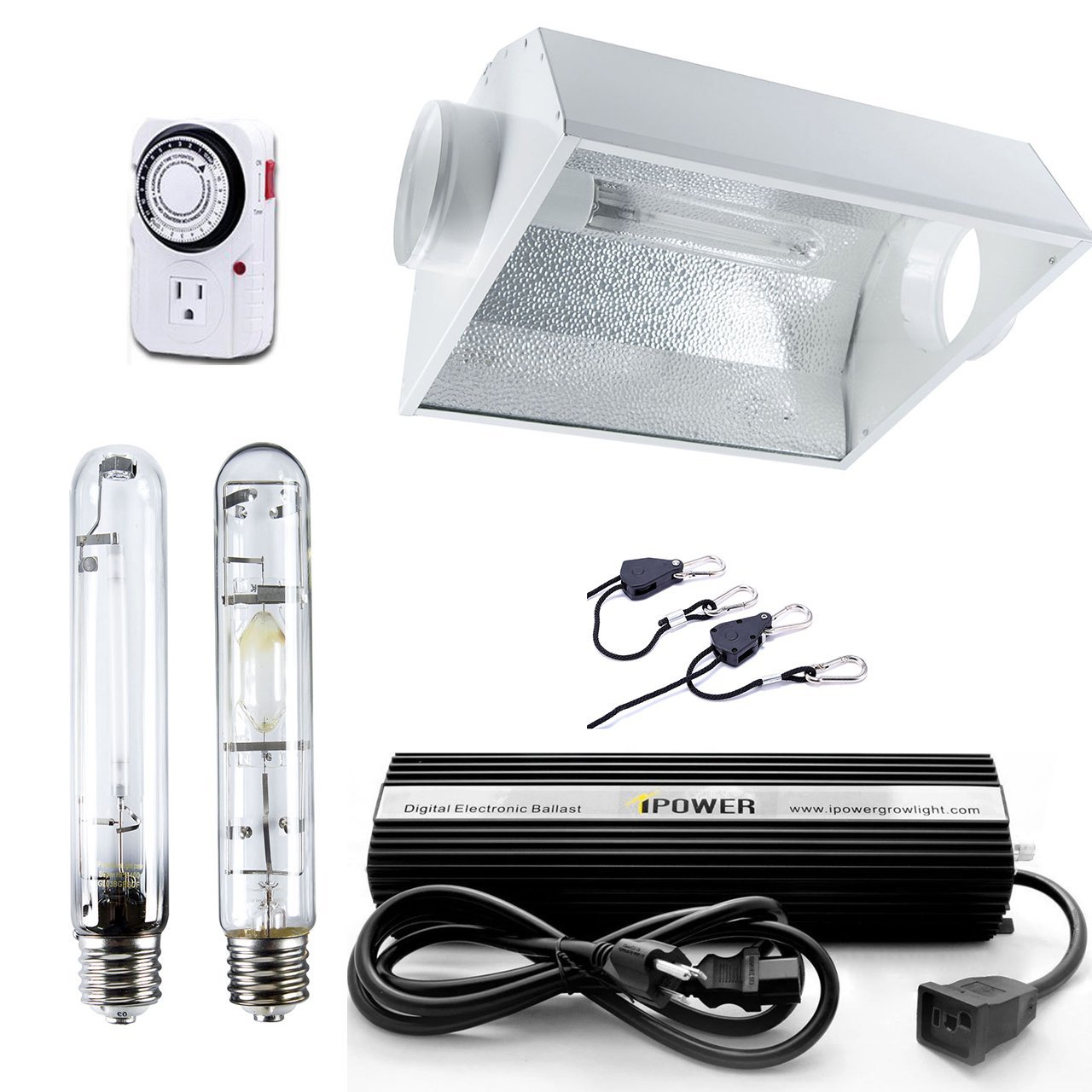 Hydroponic Light Kit Air Cooled Cool Shade Dimmable Ballast Grow Tent HPS UK 