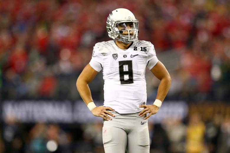 Marcus Mariota in the CFB championship. (Getty)
