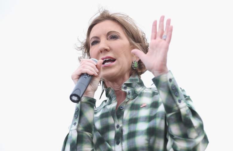 BOONE, IA - JUNE 06: Republican presidential hopeful former business executive Carly Fiorina speaks at a Roast and Ride event hosted by freshman Senator Joni Ernst (R-IA) on June 6, 2015 in Boone, Iowa. Ernst is hoping the event, which featured a motorcycle tour, a pig roast, and speeches from several 2016 presidential hopefuls, becomes an Iowa Republican tradition. (Photo by Scott Olson/Getty Images)