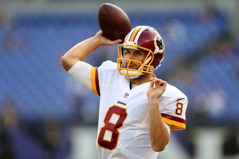 BALTIMORE, MD - AUGUST 29: Quarterback Kirk Cousins #8 of the Washington Redskins warms up prior to the start of a preseason game against the Baltimore Ravens at M&T Bank Stadium on August 29, 2015 in Baltimore, Maryland. (Photo by Matt Hazlett/ Getty Images)