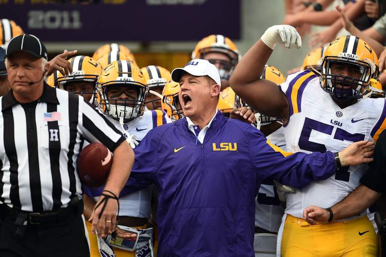 Les Miles and the Tigers head to Starkville. (Getty)