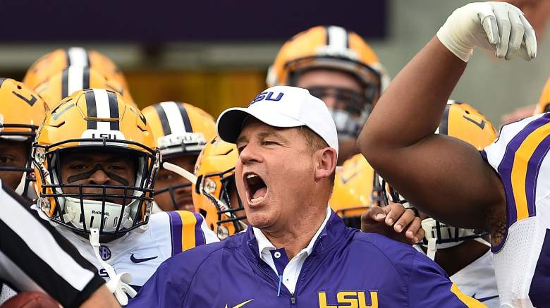 Les Miles leads LSU into Starkville. (Getty)
