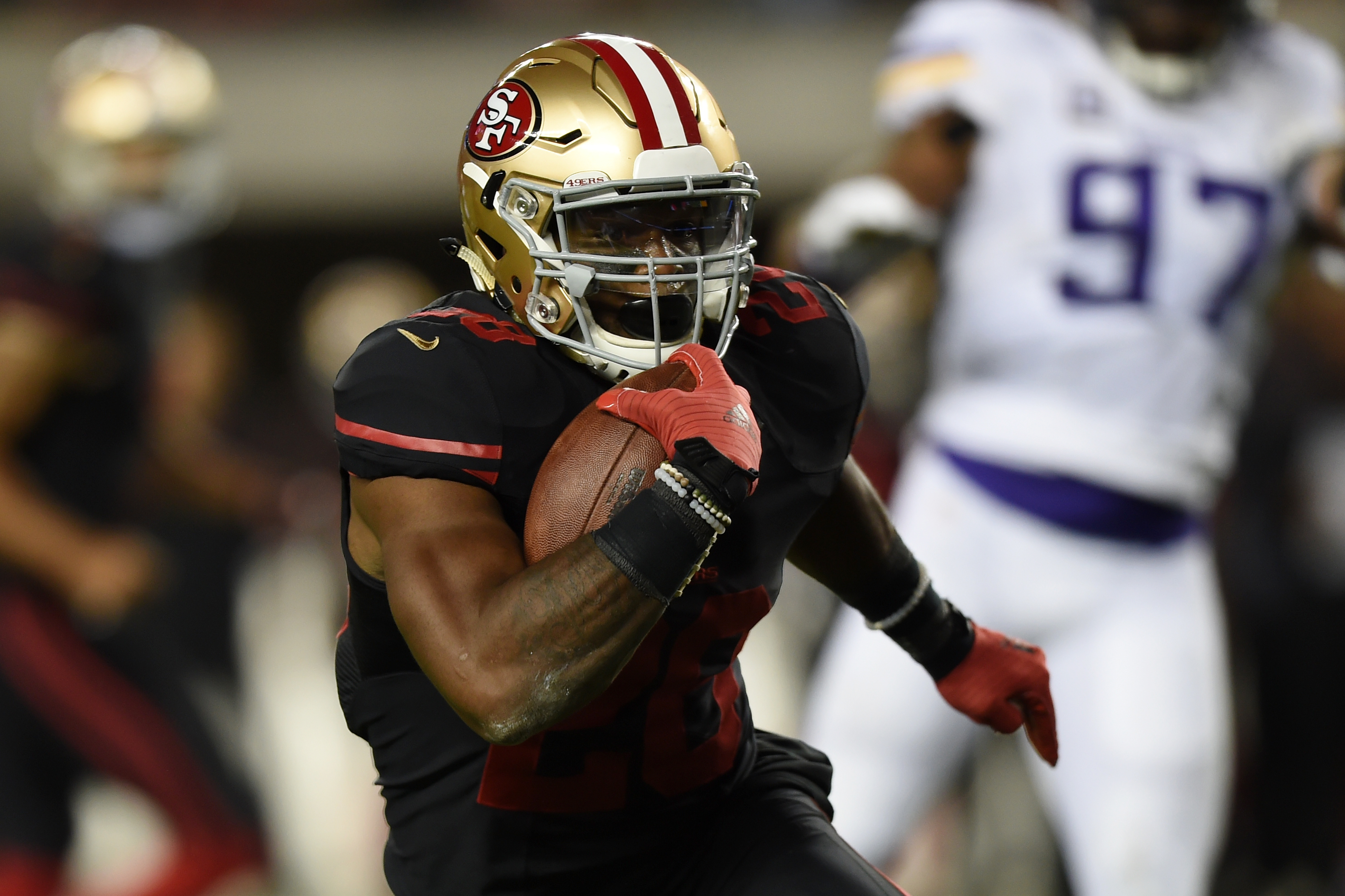 Carlos Hyde left today's game after a hit to his knee (Getty).