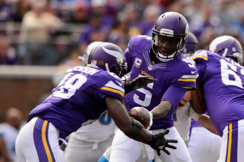 Led by Adrian Peterson L), the Vikings ground game got going against the Lions last week.