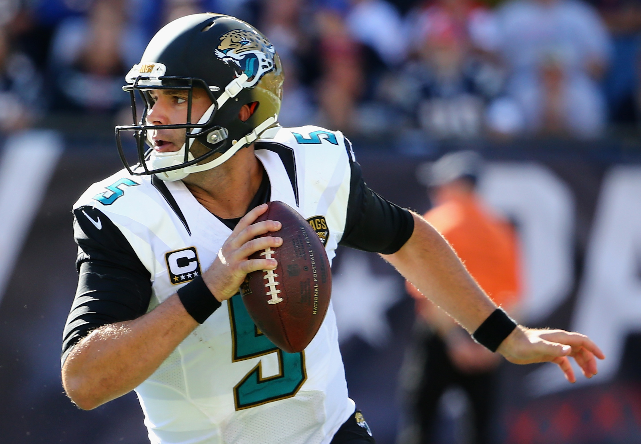 Blake Bortles looked helpless as the Jaguars were thrashed by the Patriots last week (Getty).