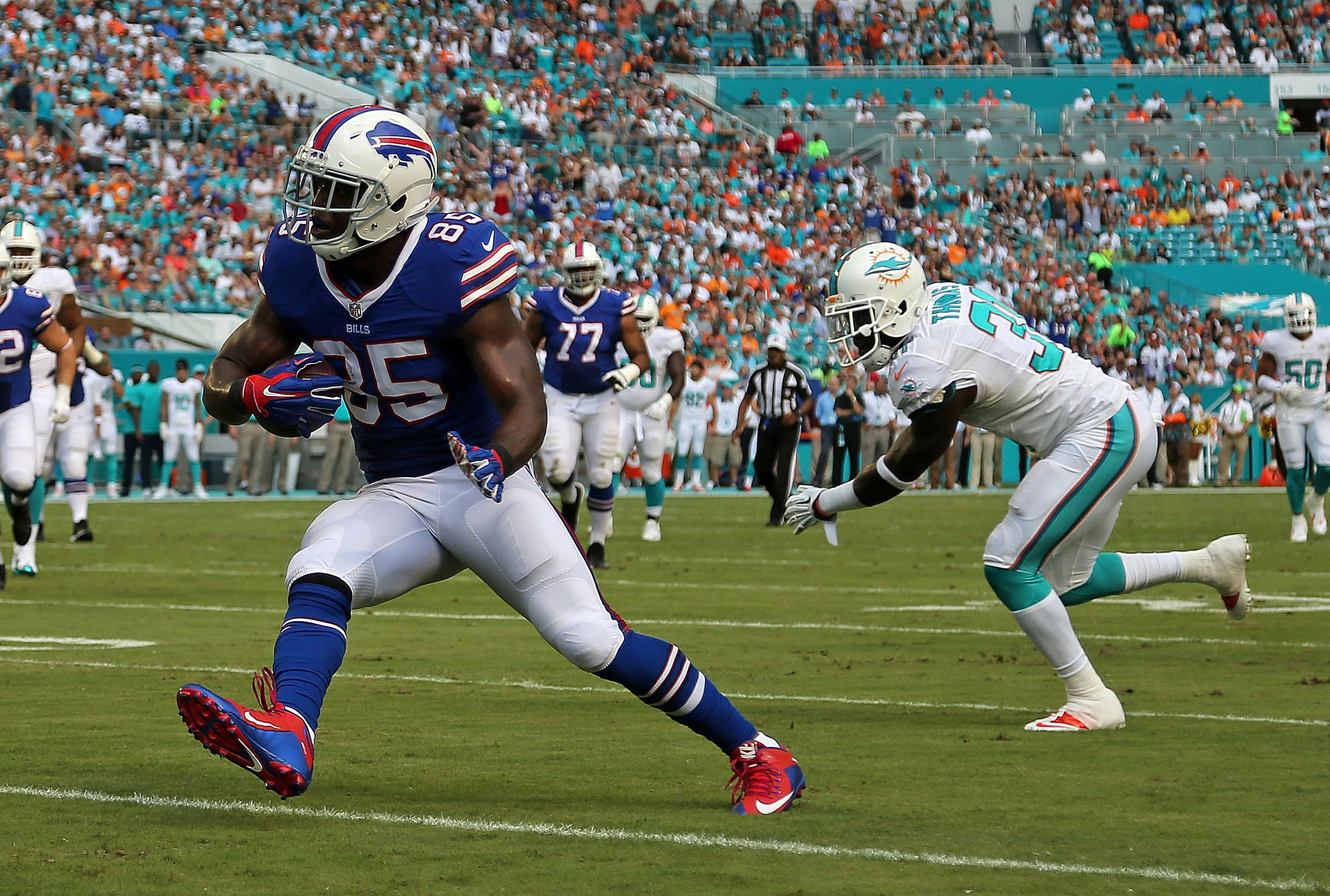 Shady McCoy caught a TD pass in a dominant first half for Buffalo (Getty).