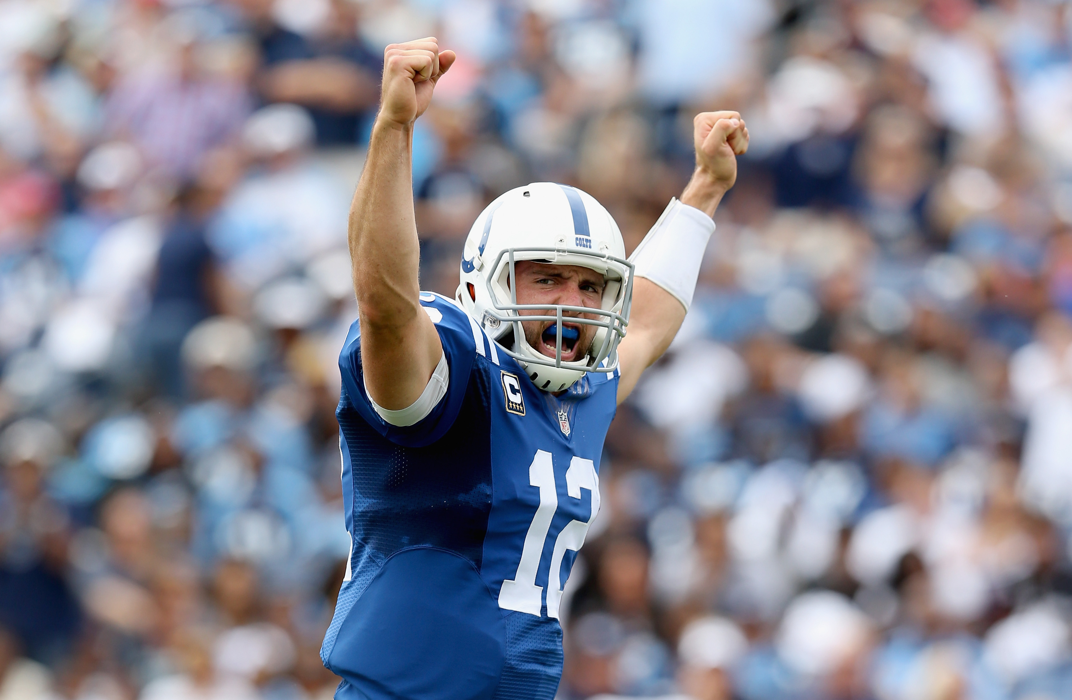 Andrew Luck saved the day with two late TD passes in Nashville (Getty). 