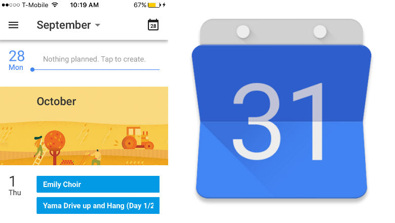 organizational apps, calendar apps, google calendar