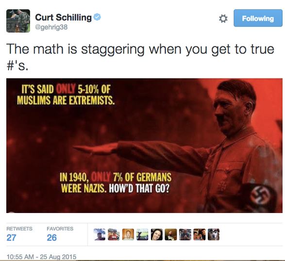 Curt Schilling tweet, Curt Schilling suspension