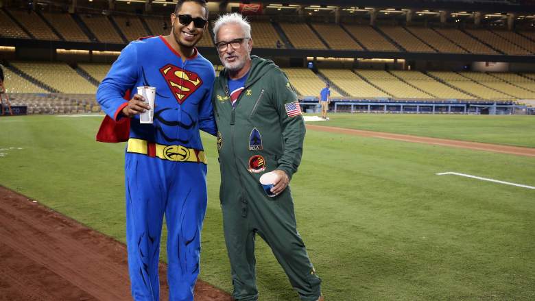 Known as arguably the most entertaining manager in baseball, Joe Maddon dresses up with Cubs pitcher Hector Rondon. This is not an unusual site when it comes to Maddon. (Getty)
