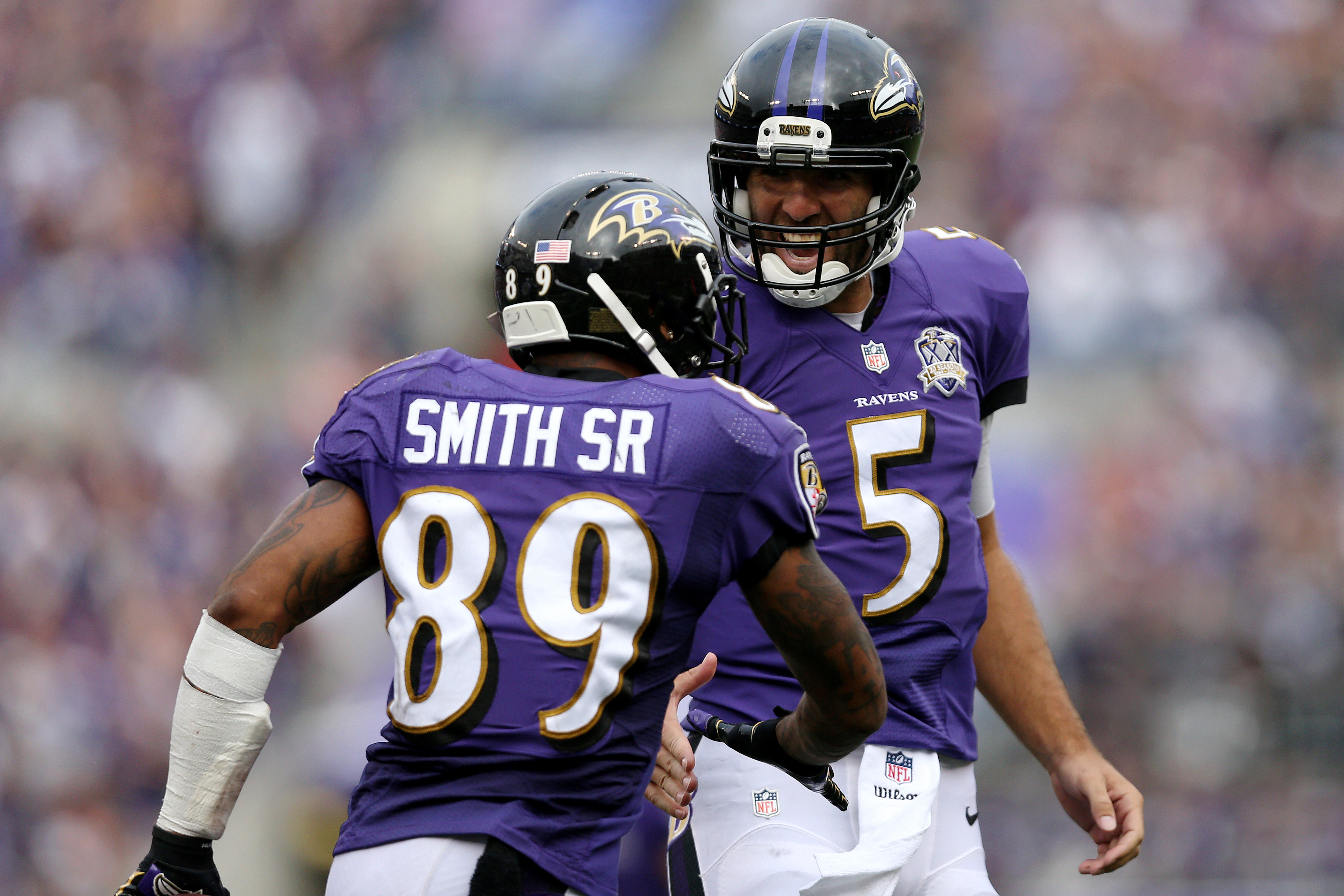 With injuries at the skill positions, Flacco has heavily relied upon Steve Smith this season (Getty).