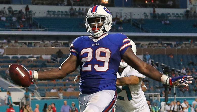 Bills running back Karlos Williams will have serious fantasy value if LeSean McCoy misses the game Sunday. (Getty)
