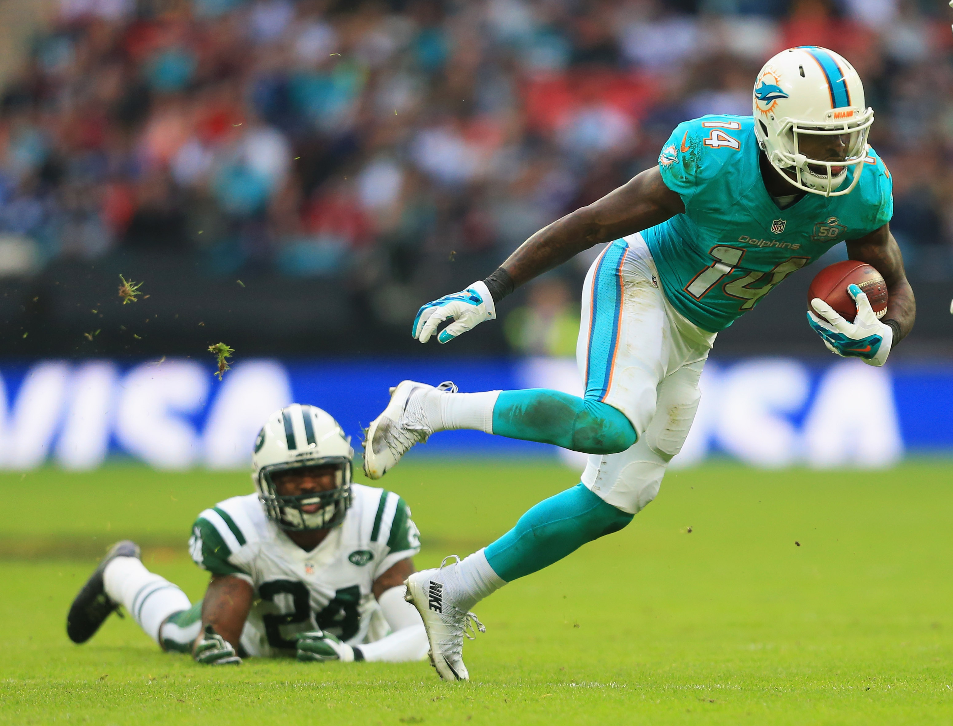 Jarvis Landry has been the lone spark for the Dolphins this season. (Getty)