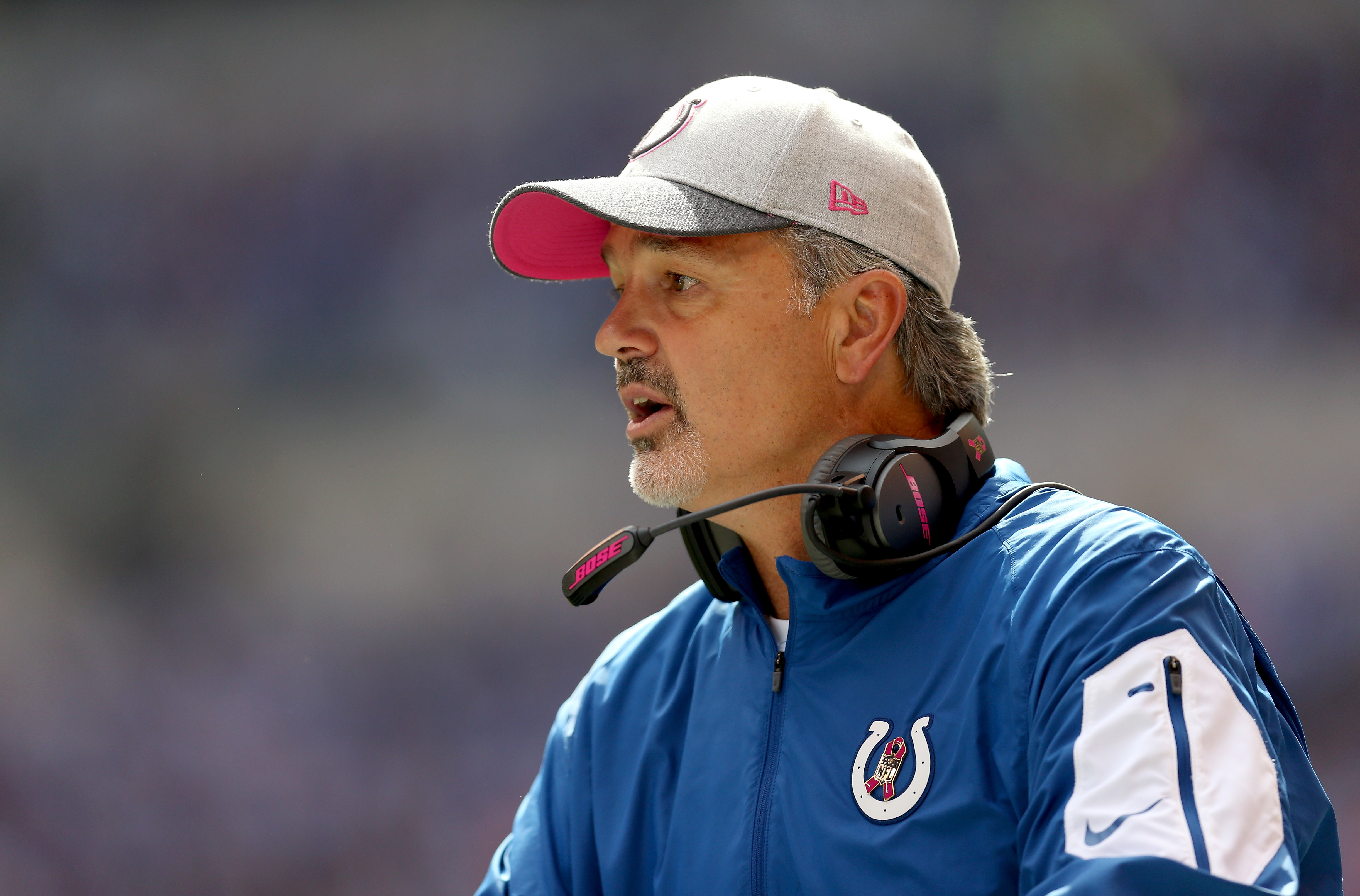 Chuck Pagano is dealing with injuries to his QB. (Getty)