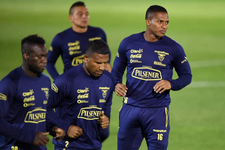 Ecuador players train ahead of the Argentina match. Getty)