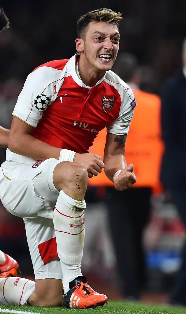 Mesut Ozil and Arsenal earned their first points in the Champions League with a 2-0 win over Bayern Munich. (Getty)