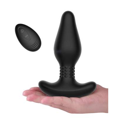 Black butt plug with remote