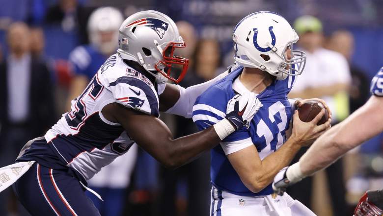 The Patriots' Chandler Jones is tied for the NFL lead with 8.5 sacks. (Getty)