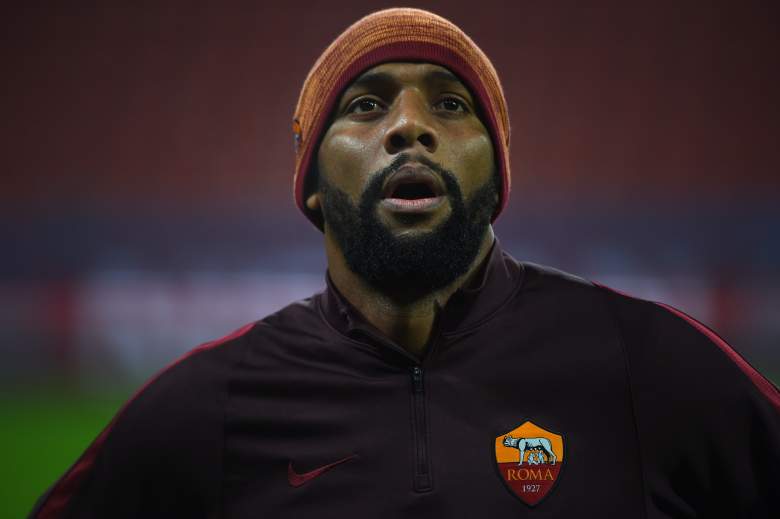 AS Roma defender Maicon looks to slow a Bayer Leverkusen offense that scored four goals in their last match with Roma. Getty