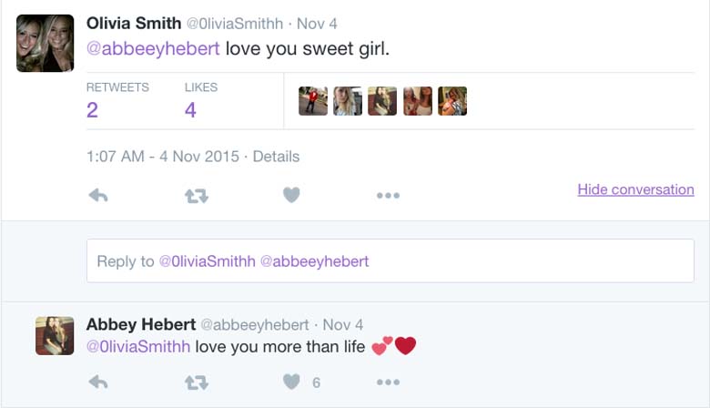 Olivia Smith Tweets Abbey Hebert Twitter