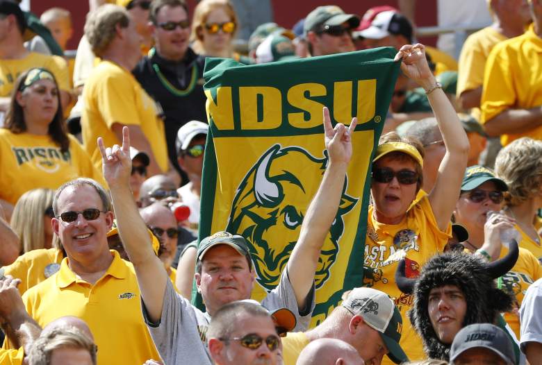 AMES, IA - AUGUST 30: North Dakota Bison fans cheer on their team in the second half of play against the Iowa State Cyclones at Jack Trice Stadium on August 30, 2014 in Ames, Iowa. North Dakota State defeated Iowa State 34-14. (Photo by David Purdy/Getty Images)