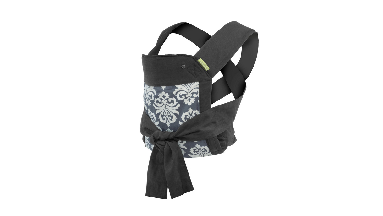 black and grey infantino mei tai baby carrier wrap