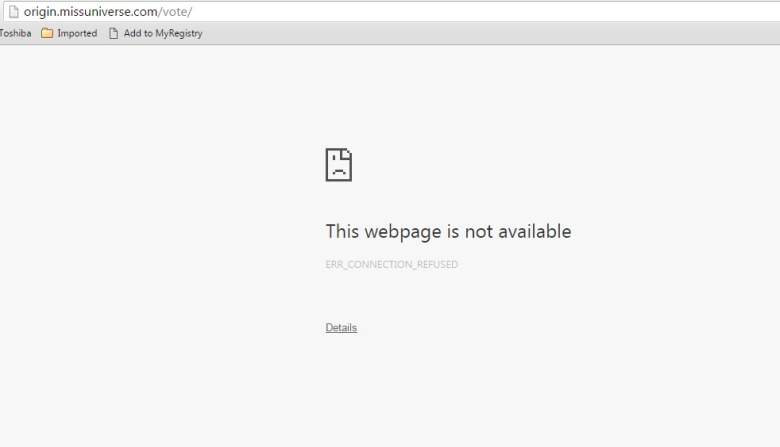 Miss Universe Site Crashed