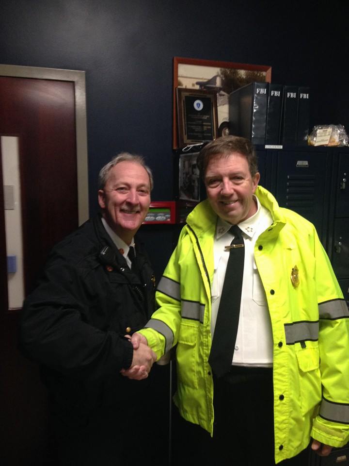Foxboro Police Chief Edward O'Leary, right, with Fire Chief Roger Hatfield. (Facebook)
