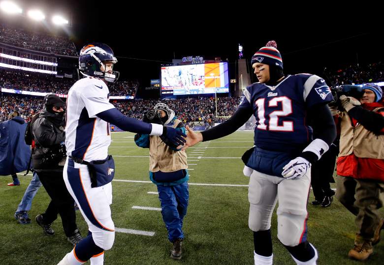 Peyton Manning and Tom Brady, Broncos and Patriots, point spread, line, betting, odds, vegas, favorite