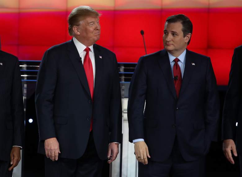 Donald Trump and Ted Cruz revived their dispute over Cruz's eligibility in Thursday's debate. (Getty)