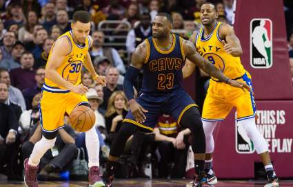 WATCH: LeBron James Pushes Stephen Curry to the Gound