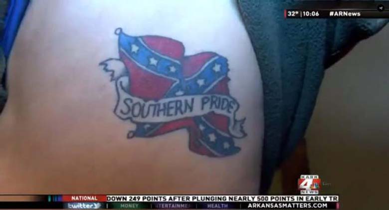 Anthony Bauswell southern pride confederate flag tattoo photos pictures