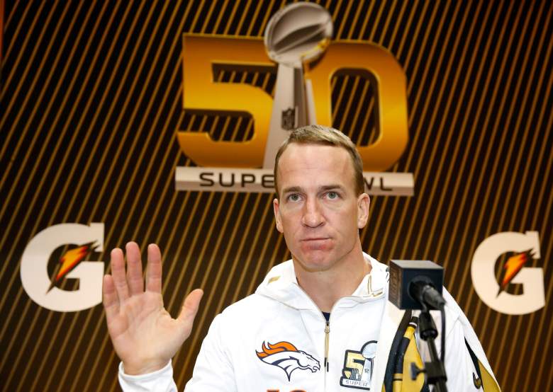 Broncos quarterback Peyton Manning answered questions at media day. (Getty)