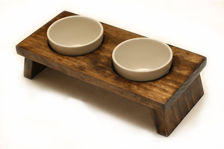 Image of KMG Designs Walnut Elevated Food Bowl Set