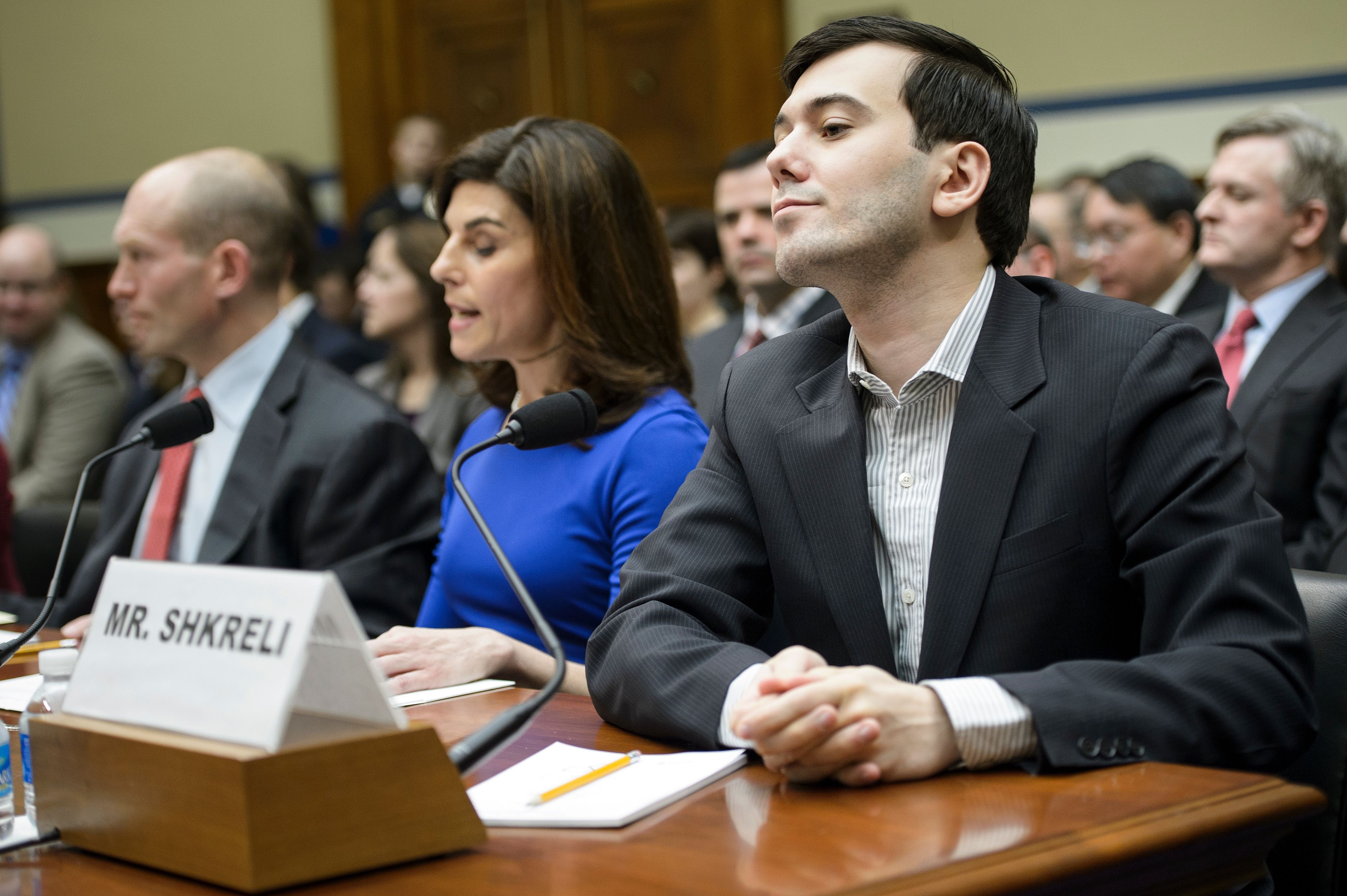 Martin Shkreli listens during a hearing of the House Oversight and Government Reform Committee on Capitol Hill February 4, 2016. (Getty)