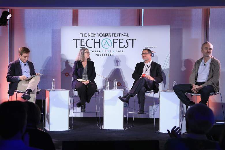 speaks onstage at the New Yorker Festival 2015 - Tech@Fest: Cyber Privacy at One World Trade Center on October 3, 2015 in New York City.