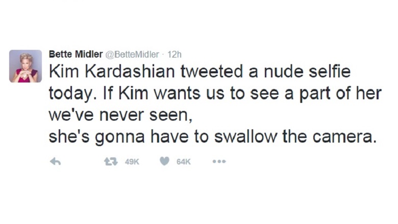 Kim Kardashian Twitter Hacked Nude Selfie Tweets To Bette Midler