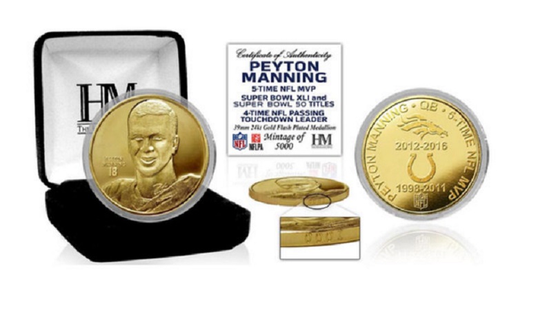 peyton manning retirement gear broncos colts coins