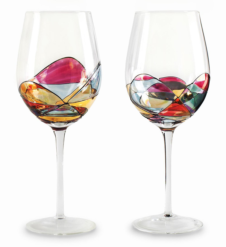Beautiful Hand Painted Large Wine Glasses
